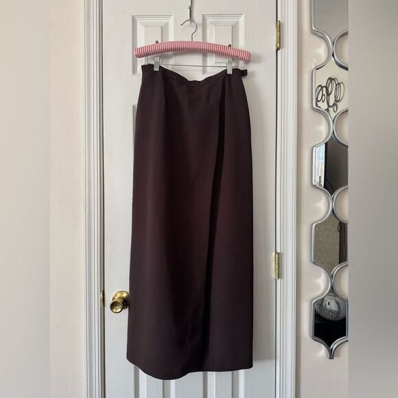 Worthington Brown Faux Wrap Maxi Skirt Size 10T - Picture 3 of 10